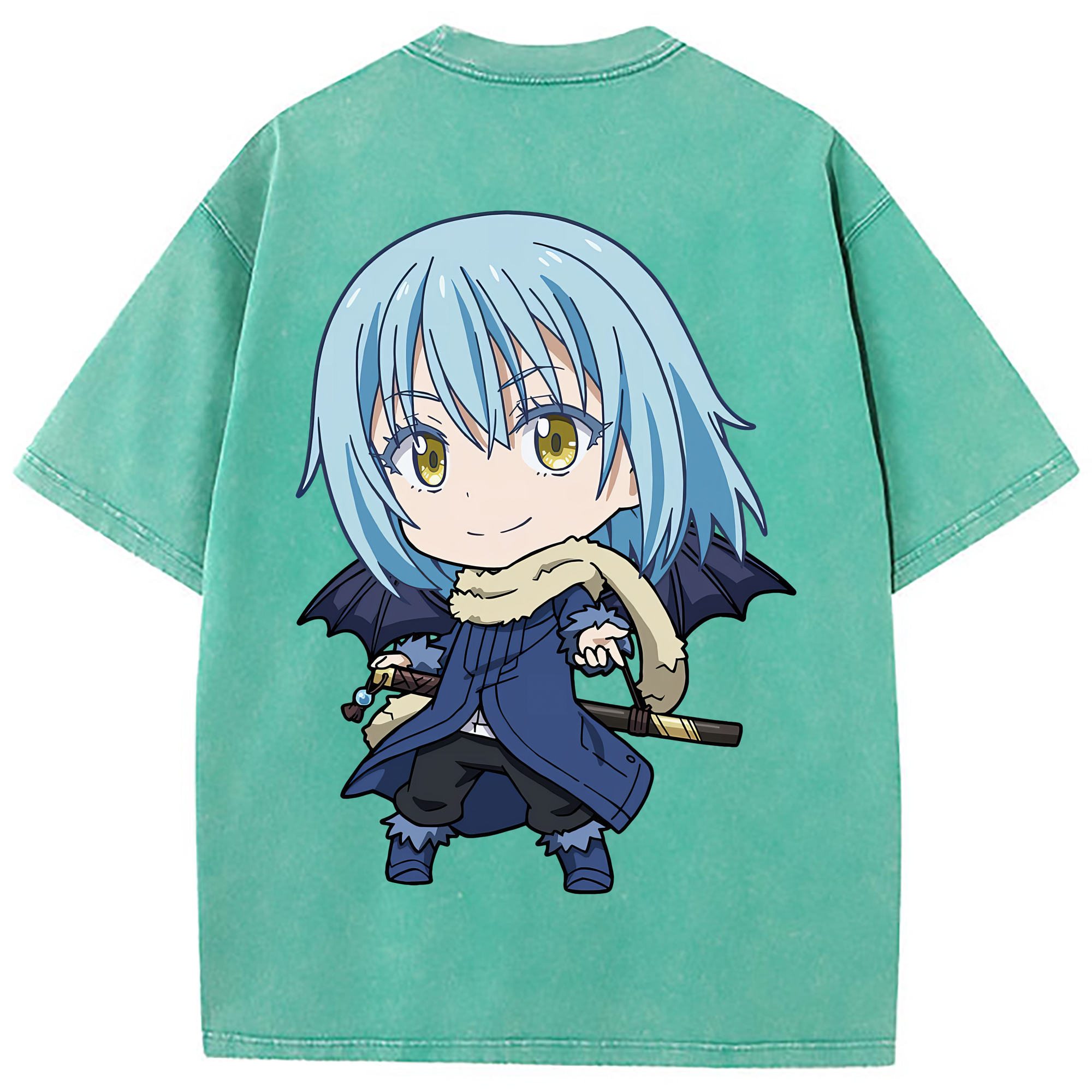 （画像用） 転スラ Regarding Reincarnated to Slime 綿100% ヴィンテージ風 半袖Tシャツ（背面プリント）